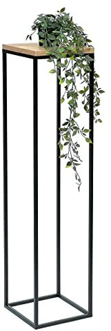 DanDiBo 96353 Tabouret à fleurs carré en métal et bois Noir 100 cm