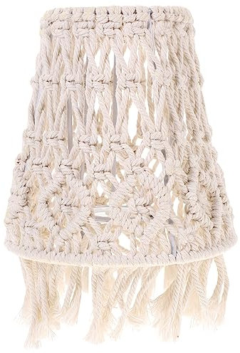 OSALADI Makramee Lampenschirm Handgewebt Hängende Pendel Leuchte Abdeckung Boho Lampenschirm Retro Decken Leuchte Schatten für Wohnzimmer Schlafzimmer