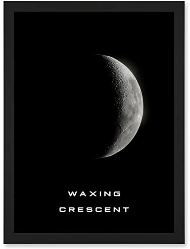 Artery8 Phases of the Moon Astronomy Waxing Crescent Lunar Space Poster Artwork Framed Wall Art Print A4
