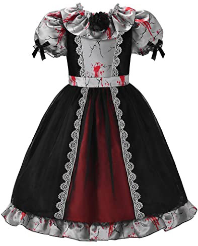 ReliBeauty Horror Puppe Kostüm Kinder Mädchen Halloween,130