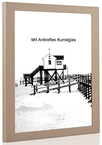 Bilderrahmen grau mit Antireflexglas - Bildgröße 25x50 cm - Leistenbreite 30mm