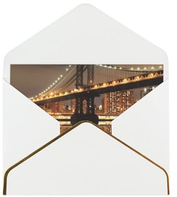 New York Manhattan Bridge Night Grußkarten. Blanko-Karten und Umschläge. Verwendet als Geburtstagskarten, Weihnachtskarten, Dankeskarten, Ermutigungskarten usw.