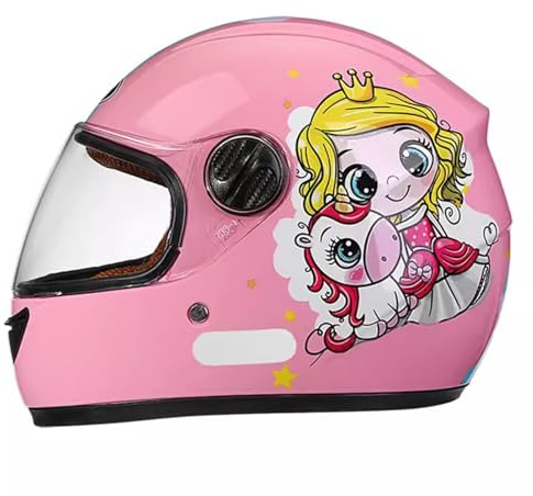 QJWMatic Casco Integral De Motocicleta para Niños De Cuatro Estaciones con Visera Solar para Niños Y Niñas De 3 A 12 Años D,48-55CM