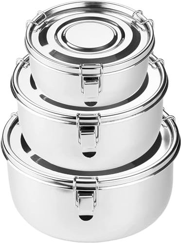 DEKELIY Edelstahl Behälter Mit Deckel 3 Pack,304 Brotdose Edelstahl Auslaufsicher Edelstahl Behälter Perfekt für Camping Ausflüge,Mittagessen,Reste,Suppen,Salate