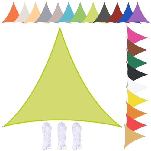 nvdsivee Toldo Impermeable Exterior Toldo Vela Triangular Toldo Vela de Sombra con Ojales y Cuerda Toldo de Protección Solar para Patio Jardín 90% de protección UV Amarillo Verde 3x3x3m