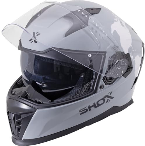 Shox Helmets Eclipse Atlas Motorcycle Helmet L Gloss Grey White