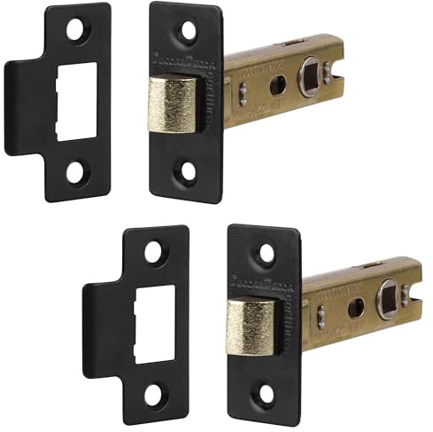Decoranddecor Door Latches for Internal Door 64mm 2 Pack Matt Black | Tubular Latch 64mm 2.5 Inch, Mortice Latch, EN12209 FD60 Fire Rated, 44mm Backset, Interior Door Mechanism