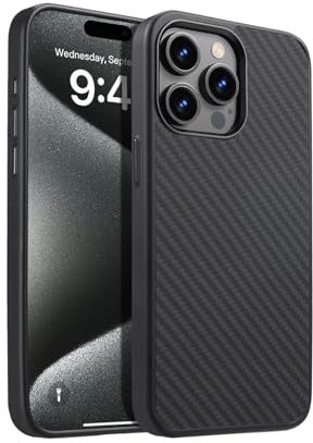 Tigowos Carbon Fiber Case for iPhone 15 pro max, Fits MagSafe Sturdy Protective Case for iPhone 15 pro max Carbon Fiber Aramid Fiber with Military-Grade Drop, Anti-Scratch Non-Slip Cover 6.7 inch