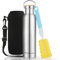 DUNSOO Gourde en acier inoxydable 1 l, bouteille d'eau 1 l, argent