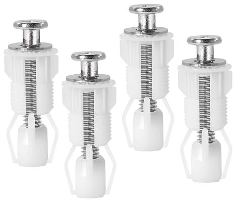 ZFYQ Toilet Seat Screws Fittings, 4 Piece Toilet Lid Seat Bolts and Fixtures, Replacement Expansion Screws for Toilet Seat Part Kit for Blind Holes, White