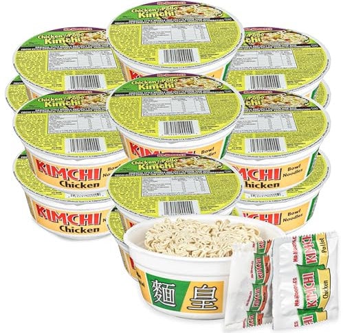 Gilorra Kimchi Chicken Bowl 86g (Pack of 12) Noodle Bowl Bulk Buy for Camping Meals, Lunchbox Snacks