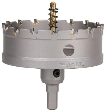 Vearter TCT - Sierra perforadora de carburo de 93 mm con broca de centrado, fresadora para carburo de tungsteno, acero inoxidable, acero dulce, aleación de aluminio, cobre, hierro, plástico y fibra de