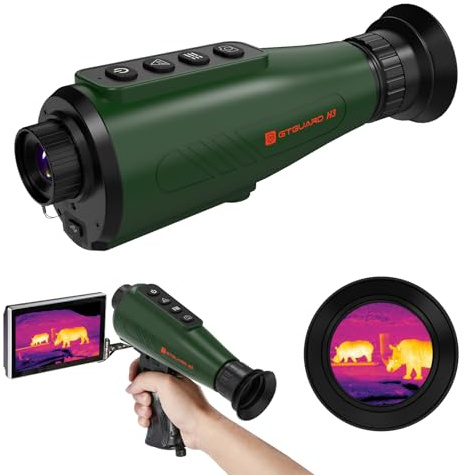 Thermo-Monokular, 384 x 288 (AI Super Auflösung) H3 Thermo-Monokular für die Jagd,0.32“ (800 × 600) Micro OLED Display, IP66 thermische Nachtsicht mit WLAN-Hotspot/STA,12 Stunden + Akkuleistung