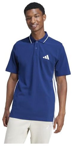 adidas Men's Essentials 3-Streifen Piqué Poloshirt Dark Blue/White 4XL