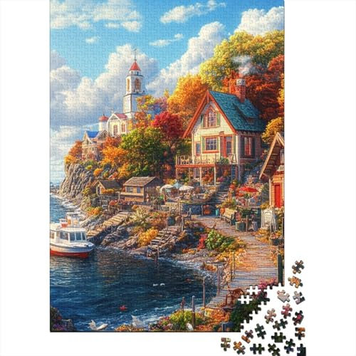 Leuchtturm an der Küste 1000 Stück Puzzles Für Erwachsene Stress Abbauen Familien-Puzzlespiel Mit Poster in 1000- Puzzle Lernspiel Spielzeug Geschenk Puzzel 1000pcs (75x50cm)