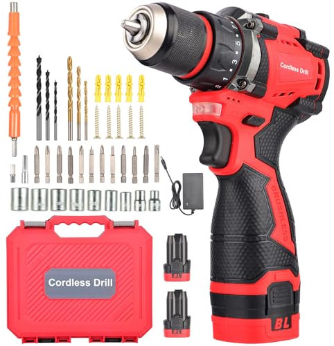 Akku Bohrmaschinen Werkzeug Set: Akkuschrauber Elektrischer Bohrschrauber - Professional System Akku Bohrhammer für Zuhause Handreparatur Grundlegende Werkzeugkasten Werkzeugsets