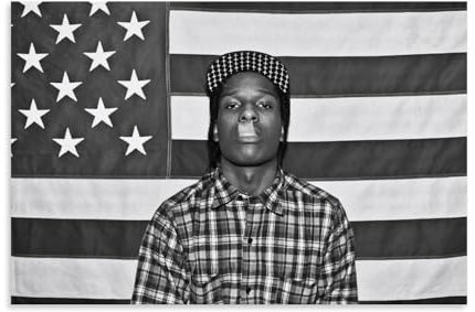 CSFWRUKL ASAP_Rocky Flag Black Singer Poster Dekorative Malerei Leinwand Wandkunst Wohnzimmer Poster Schlafzimmer Malerei,Wandkunst Bilddruck Moderne Familienzimmer Dekor 12x18inch(30x45cm)