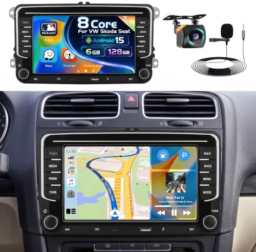 Inefala Android Autoradio für VW Golf Passat Tiguan Polo Caddy Touran Seat | 8 Kern,6G+128G,CarPlay & Android Auto,7''TouchScreen,Navi,GPS,WiFi,FM/RDS,Bluetooth 5.0,EQ,SWC,Doppel-USB,Rückfahrkamera,MIC