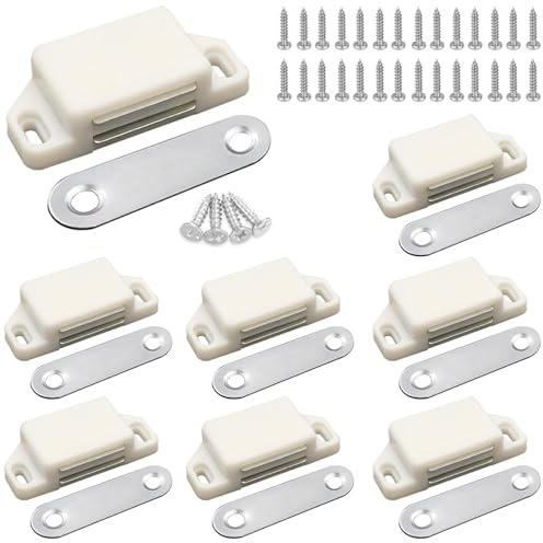 VIDSTW 8 Piezas Imanes para Puertas con 32 Tornillos Iman Puerta Armario Contiene Imán Cierre Magnetico Armario Diseño Magnético para Gabinetes Cocina Gabinetes Baño Puertas Estanterías (Medio)