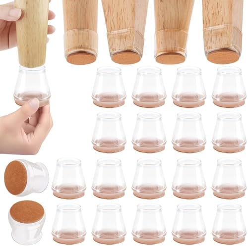 20 Stück Stuhlbeinkappen Rund Silikon, Schutzkappen für Stuhlbeine, Stuhlbeinschoner, Stuhlkappen, Chair Leg Floor Protectors, Filzgleiter für Holzböden, Laminat und Fliesenböden, Durchmesser 30-40mm