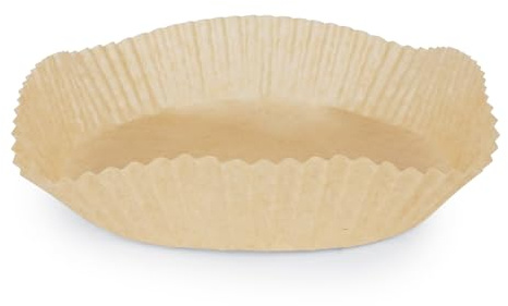 GOURMETmaxx rundes Backpapier für Heißluftfritteuse 3 bis 4 Liter | Backpapierschalen antihaftbeschichtet & ölbeständig | Airfryer Backpapier – flexible Form | 100 Stück – 16 x 16 x 4,5 cm