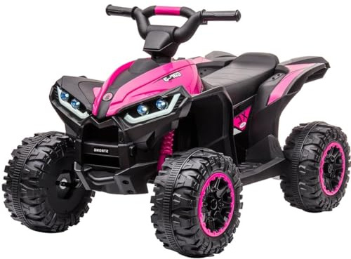 Kids' 12v Electric Quad Bike,Fun Ride-on ATV Toy with Remote Control, Music, LED Lights & Horn, 2 Speed Modes, Perfect for 3-5 Year Olds (Pink)