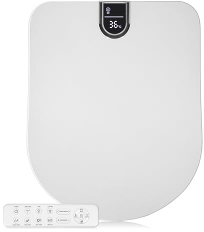 Kwanner Electric Bidet Toilet Seat U-Shaped, Heated Seat with Warm Water Wash & Air Dryer, Self-Cleaning Stainless Steel Nozzle, Dual Control, LED Night Light, Soft Close