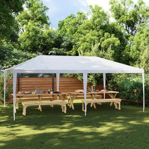 White Party Tent 4 x 6 m, UV & Water Resistant, Robust Iron Frame Marquee for Garden Parties, Weddings and Outdoor Events