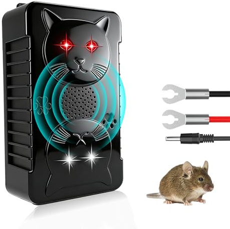 Marderschreck Auto Batteriebetrieben, Marderabwehr Ultraschall mit LED Blitzlichter Anti Gewöhnungseffekt, Marderschutz mit 12V Autobatteriekabel & USB Effektiver für Haus, Dachboden, Garten, KFZ