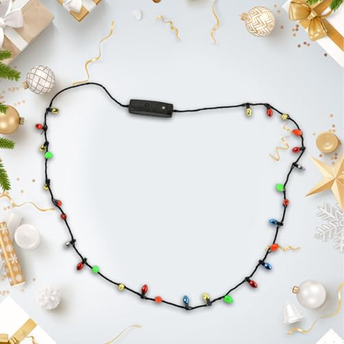 Zhajipai Led Halskette, Weihnachtskugel Halsketten, Lichterkette Miniatur, Weihnachtskette, LED Glühbirnen Ketten, Für Damen Herren Als Geschenk Zu Feiern Und Veranstaltungen