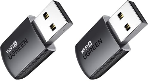 UGREEN Clé WiFi 6 AX900 Adaptateur USB sans Fil Entrée de Gamme Double Bande 5GHz 2.4GHz Soft AP Mode MU MIMO Cryptage WPA2 PSK Dongle Réseau Pilote Intégré Compatible avec Windows 11 10 (Lot de 2)