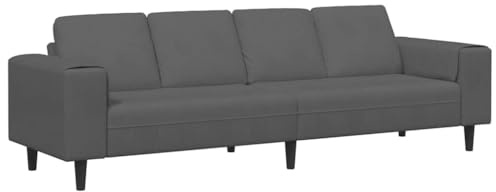 Qifoedo Dunkelgraues Cord Ecksofa 250 x 77 x 76 cm mit 4 Kissen, Modernes Design, atmungsaktiver Stoff, Sitzplatz für 4, Couch für Wohnzimmer Loft Büro
