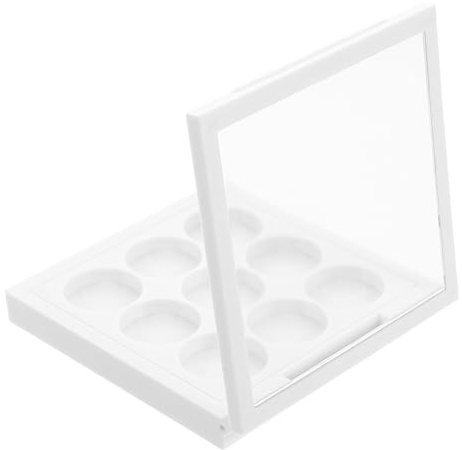 Palette Ombretto Vuota 9 Scomparti in Plastica Bianca Portatile | Contiene Blush e Correttore, per Viaggio e Festa, Organizer Make-up Ricaricabile