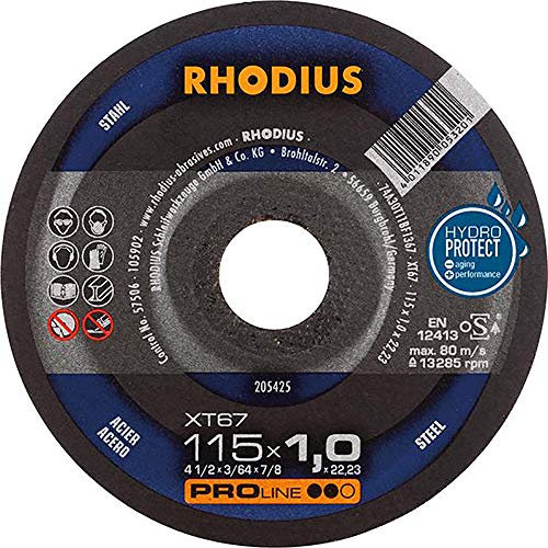 RHODIUS SCHLEIFWERKZEUGE GMBH & CO.KG 205425 Trennscheibe superdünn f.Stahl D.115mm Stärke 1mm RHODIUS Bohrung 22,2mm