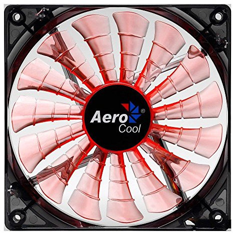 Aerocool SHARK - ventilateur pour PC (14 cm, 12V/7V, 15 pales, 14.5 dBA, 1500rpm, éclairage LED orange, ultrasilent, anti-vibration, câbles emmêlés), couleur orange