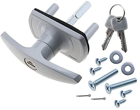 Cerradura para puerta de garaje, con espigas de fijación de 18/35mm y mango de 50/75mm, compatible con HENDERSON o CARDALE., plateado