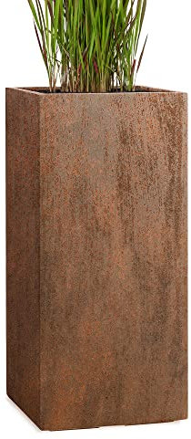 Pflanzwerk® Pflanzkübel Fiberglas Tower Rost Braun 60x28x28cm XXL *Frostbeständig* *UV-Schutz* *Qualitätsware*