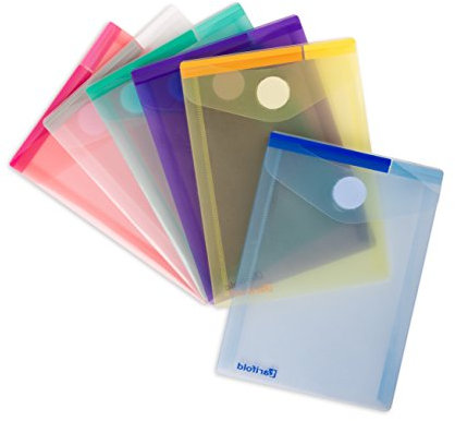 Djois, 510249 - Umschlag Farbkollektion, A6, Hochformat, Sortiert, 6 Stück, Transparent, Multifunktional, Siebdruckdesign, Recycelte Materialien, Praktische Dokumentenaufbewahrung