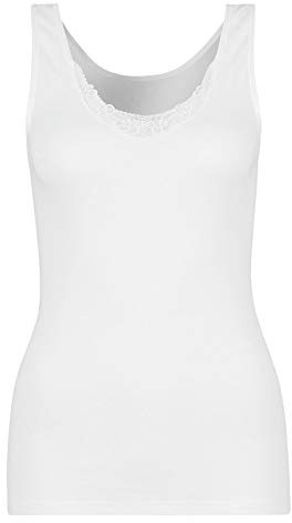 HUBER Damen Achselshirt Cotton Embroidery Unterhemd