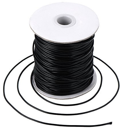 Nachahmung Leder Thread Geflochten Gewachst String, Schwarz (80 Meter, 2 mm Durchmesser)