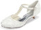 JIAJIA 01129 Chaussures de Mariée pour Femme Bout Fermé T-Strap Bas Talon Dentelle Satin Pompes Imitation Chaussures de Mariage Couleur Ivoire, Taille 42 EU