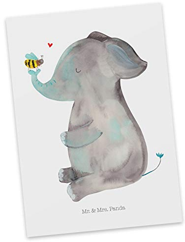 Mr. & Mrs. Panda Postkarte Elefant Biene - Geschenk, Fotokarte, Postkarten, Hochzeitsgeschenk, Liebesbeweis, bildkarte, Liebe, Liebesspruch, Lustige Sprüche, Ansichtskarte, Ansichtskarten