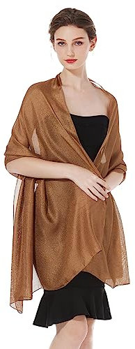 BEAUTELICATE Stola Schal Damen Festlich Leicht Umschlagtücher Halstuch Seidenschal Sommer für Abendkleid Hochzeit Brautkleider Sandstrand Dunkler Champagner, Einheitsgröße