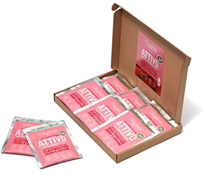 Veloforte Attivo Natural Electrolyte Powder, Fast-Release Energy & Natural Caffeine for Hydration and Performance in Wild Strawberry & Basil, Perfect for Before & During Exercise (24 Pack)