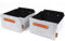 Miqio® Design Aufbewahrungsbox aus Filz mit Ledergriff | hochwertiger Korb aus Filz | Filzbox mit Echtleder Elementen | grau meliert | Filzkorb 2er Set