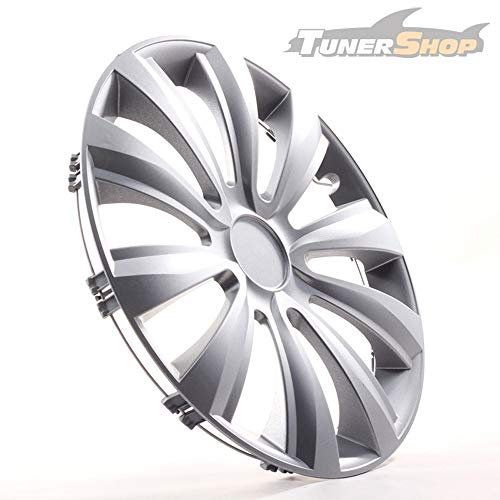 Tunershop 4 Radkappen Radzierblenden 15 Zoll Delta Silber 4-2432080 kompatibel mit Citroen Ford Lancia Mini Renault Subaru