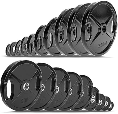 C.P. Sports Olympiascheiben als Paar – GUMMIERT – 2,5 KG – Hantelscheiben/Gewichte/Weight Plates 50mm aus Gusseisen mit Grifflöchern – für Gewichtheben und Kraftsport