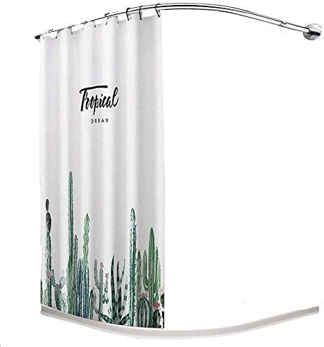 SHUWB Teleskopstange Duschstange Ohne Bohren 304 Edelstahl L-förmige Badewanne Eck Duschvorhangstange Rack mit Wasserdamm Duschschwellen Gardinenstange Rostbeständig 70 to 95 x 70 to 95cm