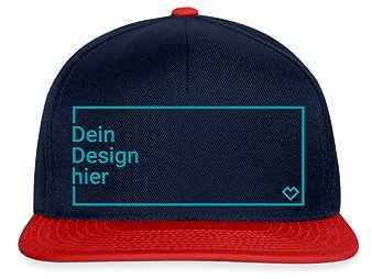 Spreadshirt Personalisierbare Cap Selbst Gestalten mit Foto und Text Wunschmotiv Snapback Cap, One Size, Navy/Rot
