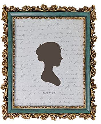 Sunlit Vintage-Bilderrahmen, 20,3 x 25,4 cm, luxuriöser Antik-Bilderrahmen mit Glasfront, Foto-Display, Wandbehang, Geschenkideen, dunkelgrün und bronzefarben